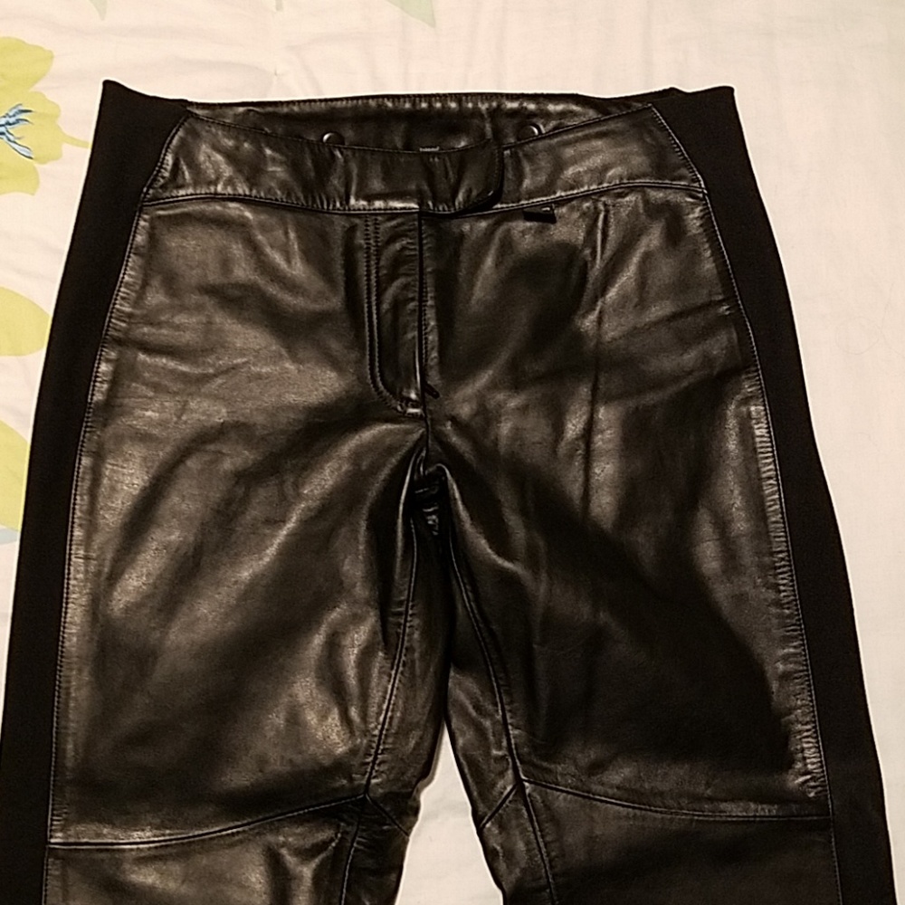 Women's leather and fabric pants